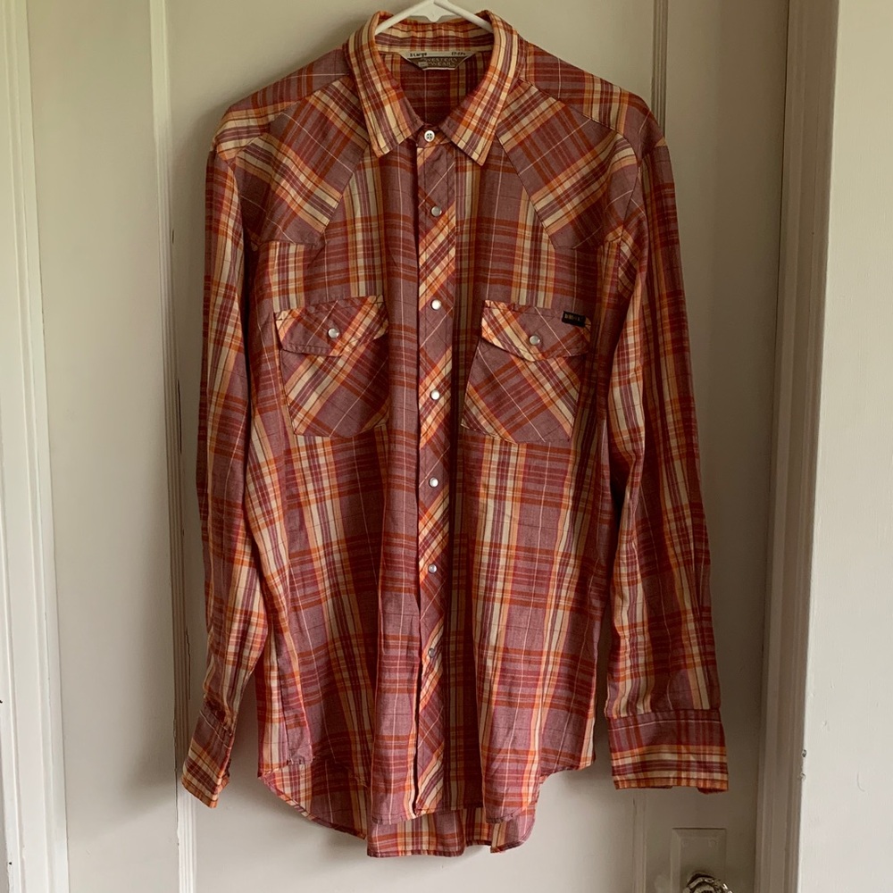 Vintage Sears Roebuck Men's Plaid Western Button-Up Shirt